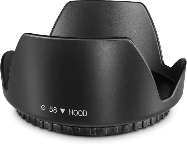 Komet 58MM Tulip Flower Lens Hood for Canon EOS 4000D, 3000D, 2000D, 90D, 80D, 77D, 250D, 1500D, 1300D