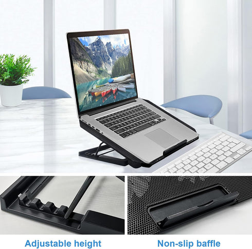 Laptop Cooling Pad, Laptop Cooler Stand for 11-15.6 Inch Gaming Notebooks, 2 Turbine Fans, Adjustable Cooling Stand