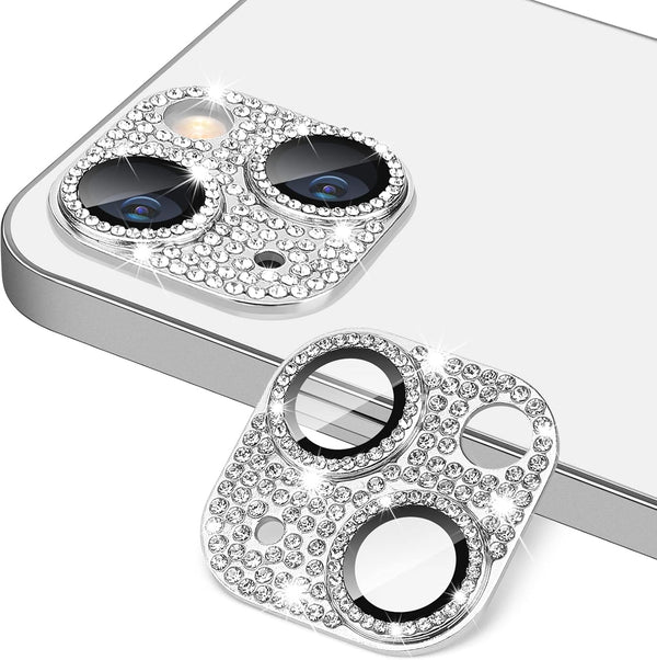 Bling 3D Rhinestone Sparkle Diamond Camera Lens Protector for iPhone 13 & Mini, 9H Tempered Glass, Shockproof Cover