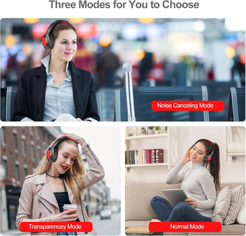 Hybrid Active Noise Cancelling Headphones - 2024 Upgraded Wireless Over Ear Bluetooth, 100H Playtime, Hi-Res Audio