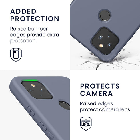 kwmobile Slim Protective TPU Silicone Case Compatible with Google Pixel 4a 5G - Blue Grey
