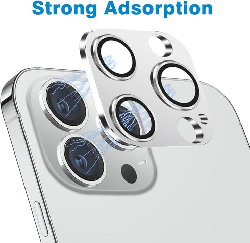 iPhone 14 Pro & Pro Max Camera Lens Protector - Silver, Anti-Scratch Tempered Glass, Shockproof Full Protection.