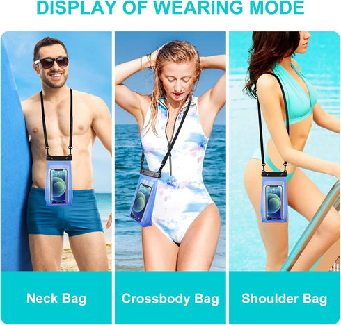 Large Capacity Waterproof Phone Pouch for iPhone 15 14 13 12 11 Pro Max X XR 8 Plus Samsung Up to 6.9'', IPX8 Dry Bag