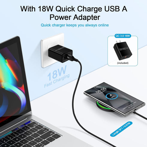 Fast Wireless Charger Pad for Samsung S24 Ultra, 15W Wireless Android Phone Charger Station for Galaxy S24 Plus, S23FE,