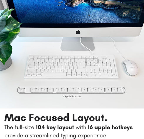 Macally Full-Size USB Wired Keyboard for Mac Mini/Pro, iMac, MacBook with Numeric Keypad