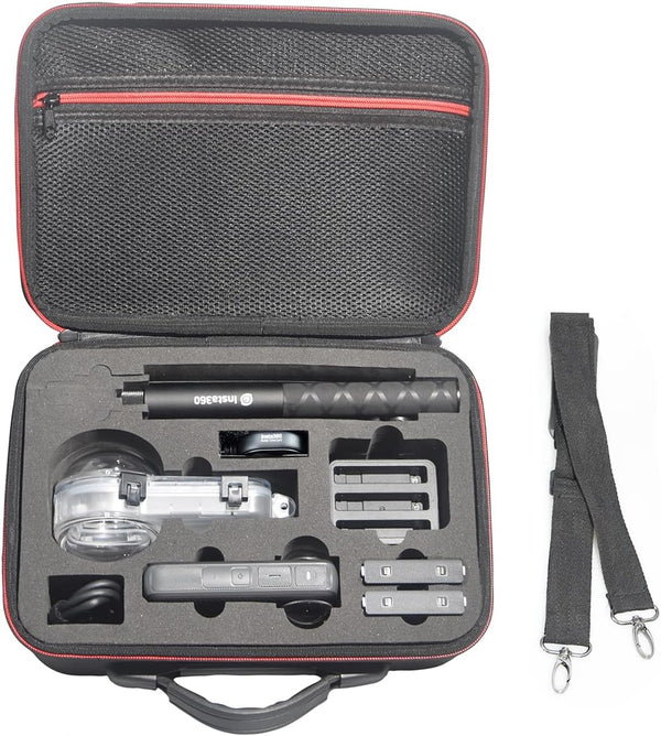 Fotoleey Carrying Case for Insta360 X4 Camera, Fits Waterproof Case and Selfie Stick, with Strap & Handle, EVA Material