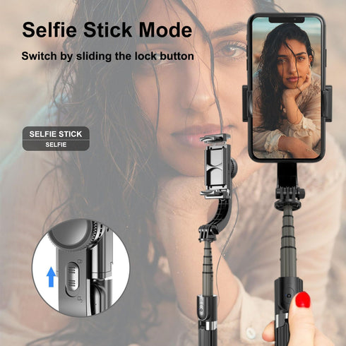 Gimbal Stabilizer for Smartphone, Selfie Stick Tripod with Remote Control, 360° Rotation for Group Selfies