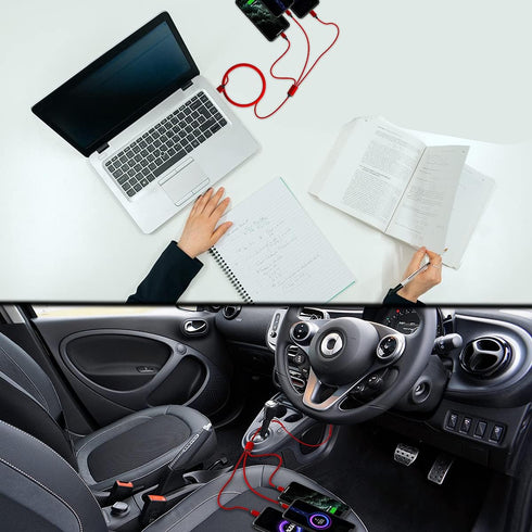 Multi 3 in 1 Extra Long USB Cable, 3M/10Ft Nylon Braided Type C/Micro USB/iPhone Lightning for Android/Tablets