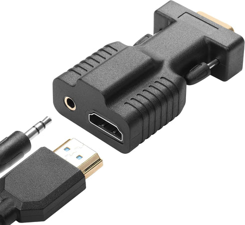 CERRXIAN HDMI to VGA Adapter with 3.5mm Audio Jack Cable,Gold Plated HDMI to
