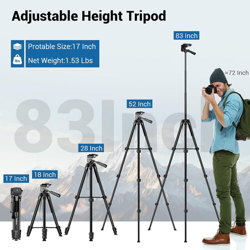 Nineigh 83 Phone Tripod, Cell Phone Tripod for iPhone, Tall Tripods Selfie Stick with Remote Extendable Phone Holder