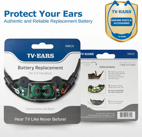TV EARS Replacement Battery for Original & Digital Headsets - Rechargeable Long-Lasting Battery - 1-Pack