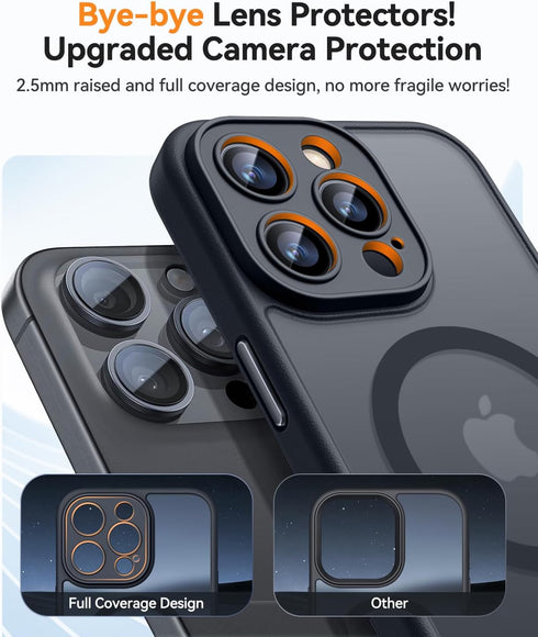 CANSHN Magnetic Case for iPhone 15 Pro, Translucent Matte Shockproof Protective Cover with Full Camera Protection