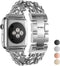 Compatible Apple Watch Band for 45mm, 49mm, 42mm, 44mm, Stainless Steel Cowboy Style for iWatch Series 10-3 (Silver)