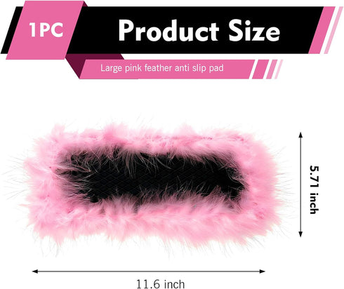 Foelony 5.71" 11.6" Car Dashboard Anti-Slip Pad, Pink Feather Car Magic Dashboard Decor Mat, x Multifunctional Sticky