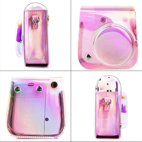 Illusion-colour Camera Case for Fujifilm Instax Mini 11/9/8, Adjustable PVC Protective Cover Sling Bag