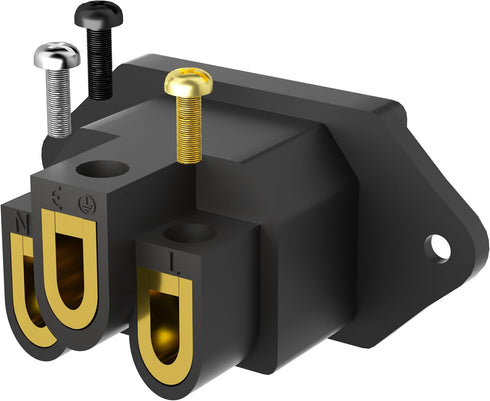 Monosaudio Gold Plated AC Power Socket, 250V 10A IEC 320 C14 Panel Mount Plug Adapter, Black