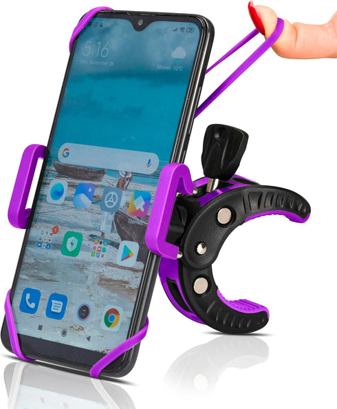 Baby Stroller Phone Holder, Universal Clamp for Shopping Cart, Golf Cart, Bike, Motorcycle, Treadmill (Purple)