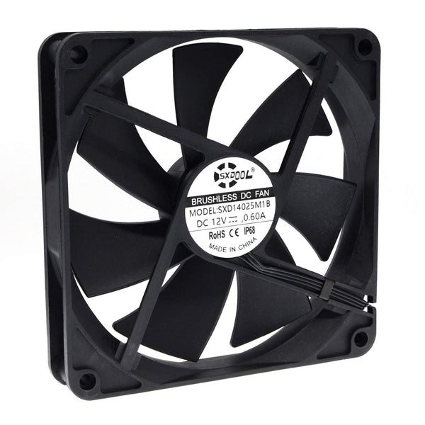 140mm Waterproof Cooling Fan, 140X140X25mm Dual Ball Bearing 12V 2900RPM for Computer Case PSU Chassis Cabinets