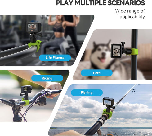 TELESIN S2 Camera 360 Flexible Mount Band Wrap for Hero 12 11 10 9 8 7, Insta360 X3 X4, DJI Action 4