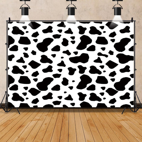 AOFOTO 10x7ft Cow Party Backdrop Black and White Dairy Cattle Holy Cow Print Farm Animals Theme Happy Birthday