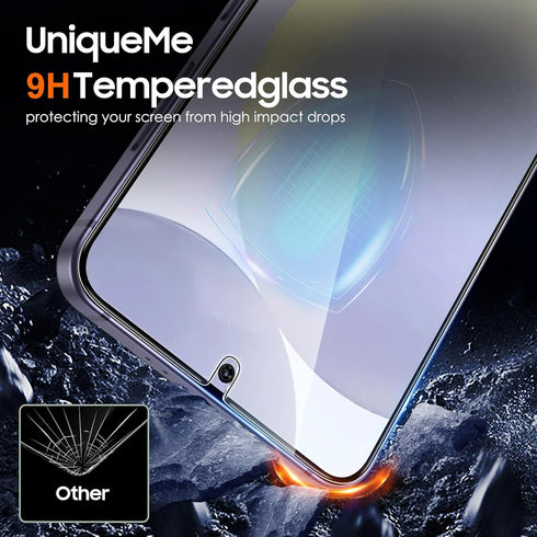 UniqueMe Samsung Galaxy S24 Screen Protector 2+2 Pack: Diamond Hardness, Anti-Explosion, Fingerprint Unlock, Camera