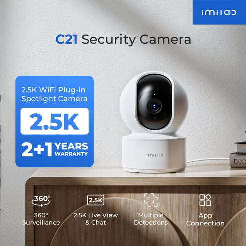 IMILAB C21 2.5K 360 2.4GHz Security Camera Indoor, View Room Camera for Bedroom, Dog Cat Cam w/Phone App, Indoor Cam