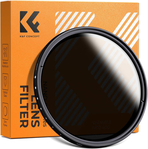 K&F CONCEPT 46mm Variable ND2-ND400 ND Lens Filter (1-9 Stops) for Camera Lens, Adjustable