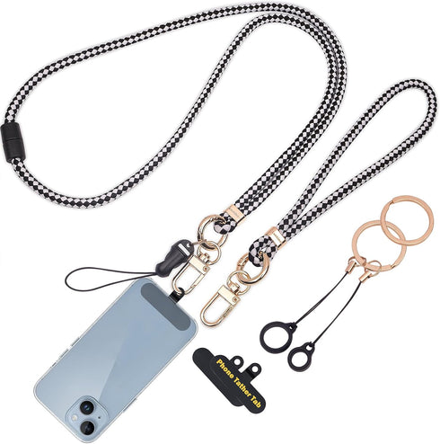 Cell Phone Lanyard with Safety Breakaway Buckle, 1x Phone Neck Strap, 1x Phone Wrist Lanyard Strap, 2× Phone Patches,