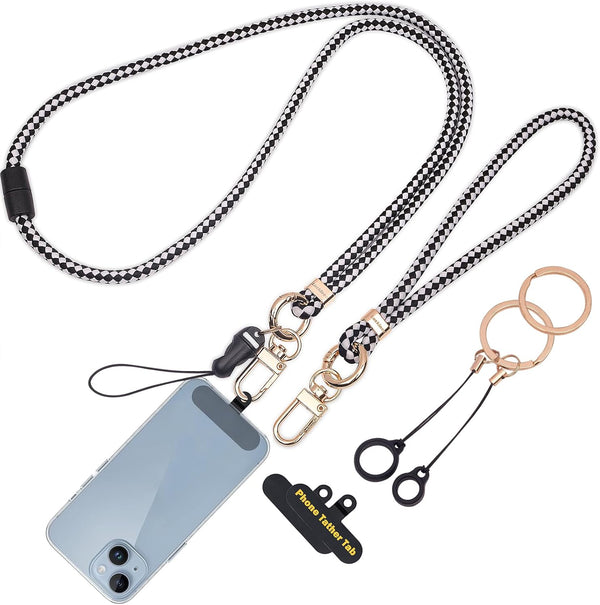 Cell Phone Lanyard with Safety Breakaway Buckle, 1x Phone Neck Strap, 1x Phone Wrist Lanyard Strap, 2× Phone Patches,