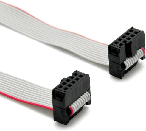 Gikfun 2PCS Flat Ribbon Cable - 2.54mm Pitch, 2 Row 10 Pin Female to Female Wires IDC Connector for Arduino EK1282