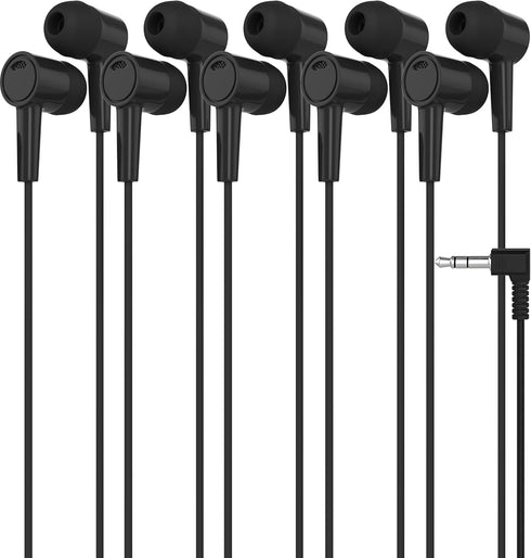 Maeline 5 Pack Earbuds, in-Ear Stereo Headphones for School, Library, Travel, Gym with 3.5mm Jack, Tangle-Free Wired