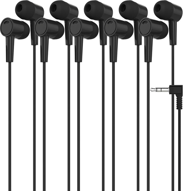 Maeline 5 Pack Earbuds, in-Ear Stereo Headphones for School, Library, Travel, Gym with 3.5mm Jack, Tangle-Free Wired