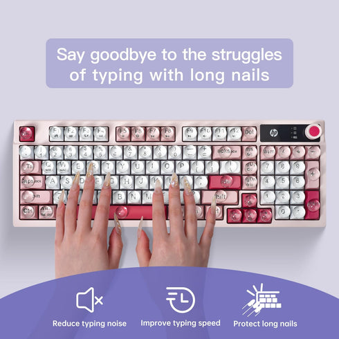 CaseBuy Desktop(110 Pack) Glass Keyboard Cover Stickers for Long Nails - Ultra Clear Raised Keyboard Stickers