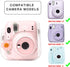 Case for Fujifilm Mini 12/11/9/8 Instant Camera, Protective Bag with Transparent Shoulder Strap (Real Flower - Pink)