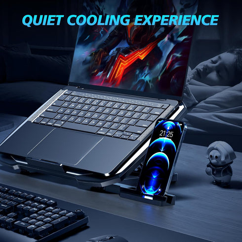 Laptop Cooling Pad, Gaming Laptop Cooler with 5 Quiet Fans for 12-15.6 Inch Laptops, Adjustable Stand
