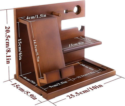 awofer Wood Phone Docking Station Nightstand Organizer for Men - Key Holder, Wallet Stand, iWatch Organizer