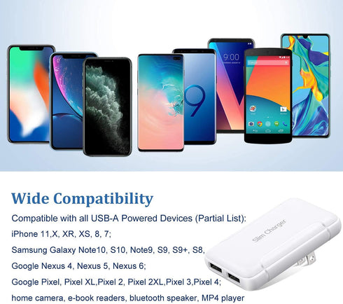 Excgood 16 15 14 Max/13/12/11/Xr/Xs/X, A03s/A13/A12/S22/S21/S20/10/9/8, 2-Pack, Flat USB Wall Charger - Slim USB Plug