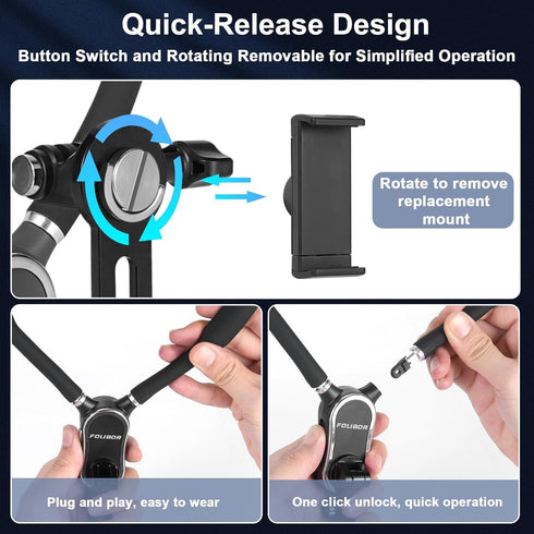 Magnetic Neck Phone Holder, 4 in 1 Neck Mount for Phones, Action Camera, Hand Free Cell Phone Neck Holder for Recording