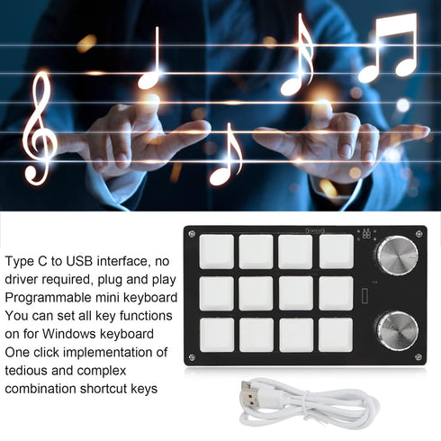 Ejoyous Macro Keyboard | One Handed Macro Mechanical Gaming Keypad, 12 Key Programmable Keyboard with Knob