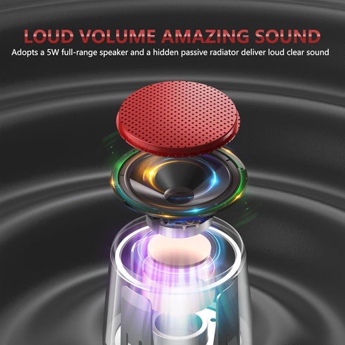 INSMY Small Bluetooth Speaker, Waterproof Mini Portable Wireless Speaker, Punchy Bass, Built-in Mic for Hiking