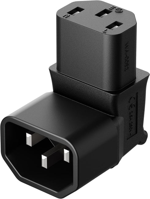 Vellcon IEC 320 C14 to C13 Power Adapter PDU Plug/Socket Down 90 Degree