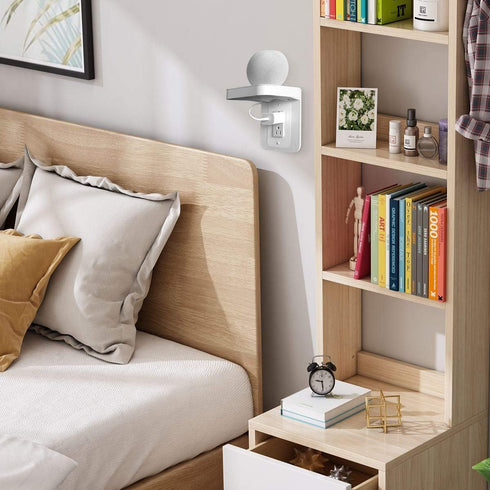 Outlet Shelf Holder with Built-in Cable Management, Space Saving for Homepod Mini, Google Home, Smart Speakers