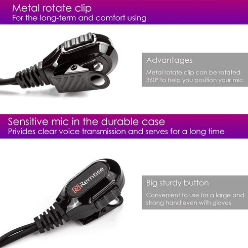 Acoustic Tube Earpiece with Mic for Motorola Walkie Talkies, Compatible with Motorola 2 Way Radios (Black)