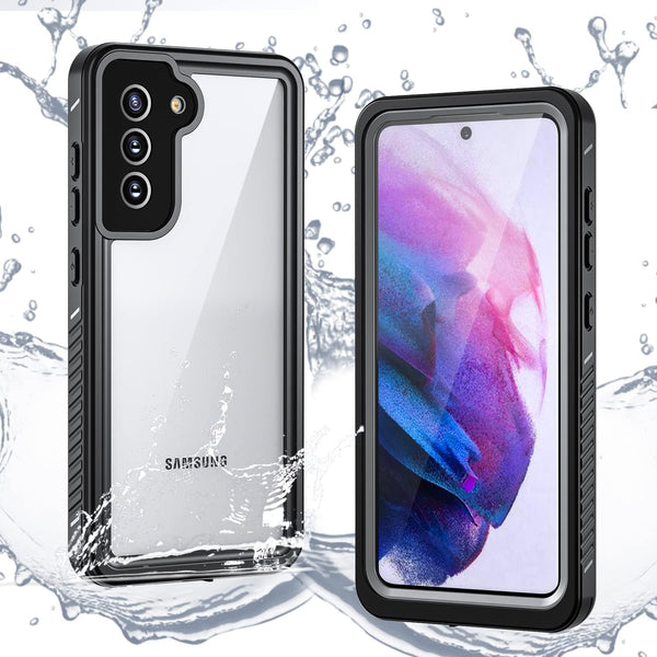 Waterproof Case for Galaxy S21 Fe 5G, Shockproof Dirtproof Snowproof Rugged Clear Cover for Snorkeling (Black)