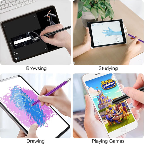 Granabol Sensitivity Capacitive Stylus, 4 in 1 Touch Screen Pen with 8 Extra Replaceable Tips, 2Pcs for iPhone iPad