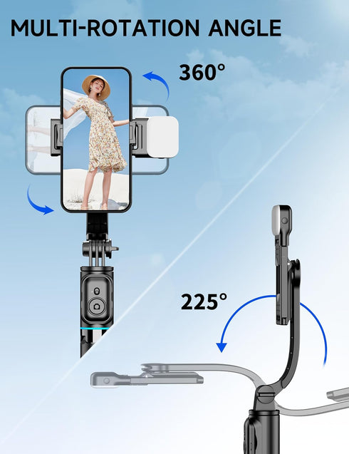 42" Selfie Stick Tripod with Fill Light, Extendable Phone Tripod Stand with Detachable Remote & Phone Holder