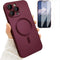 iPhone 15 Pro Max Magnetic Case for Women - Wine Red, Matte Soft Metallic, MagSafe Compatible, with Lens & 2 Screen