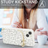 Hamany 13, 5G 6.1 Inch-White Crossbody Wallet Case for iPhone PU Leather Zipper Handbag Purse Flip Cover, Kickstand