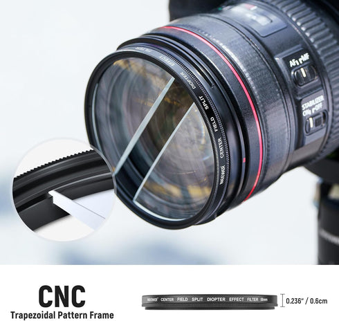 NEEWER 58mm Center Field Split Diopter Effect Filter, Camera Linear Prism K9 Optical Glass Filter with Aluminium Frame,
