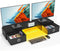 YAOHUOO Dual Monitor Stand with LED Light 2 Drawers, Computer Monitor Riser